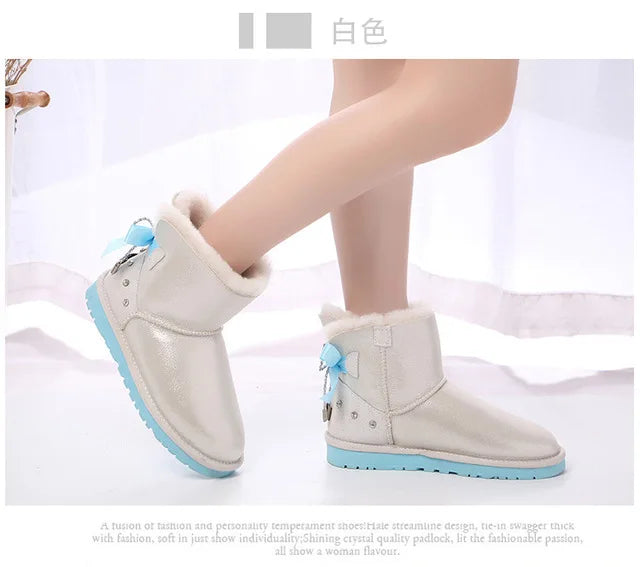 Fashion 2022 Natural Wool Shoes Women Real Sheepskin Women's Winter Woman Snow Boots Genuine Sheepskin Women Boots Women Shoes