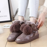 100% Natural Wool Women Snow Boots genuine cowhide leather Winter Boots Warm women Ankle boots hot sale