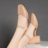 Plus Size 34-42 Women Low Heels Dress Shoes Cover Toe Ankle Strap Sandals Ol Office Lady Shoe Black Mary Janes Ladies Shoe