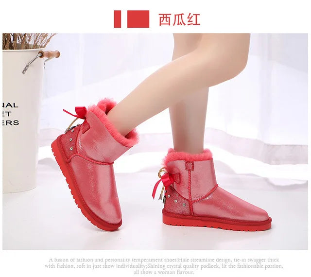 Fashion 2022 Natural Wool Shoes Women Real Sheepskin Women's Winter Woman Snow Boots Genuine Sheepskin Women Boots Women Shoes