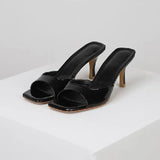 High-heeled sandal slippers-New British style women's slippers high heels
