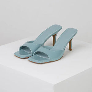 High-heeled sandal slippers-New British style women's slippers high heels