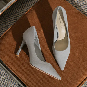 High heeled shoes Small heeled suede Fashion high heels Single shoes high heels