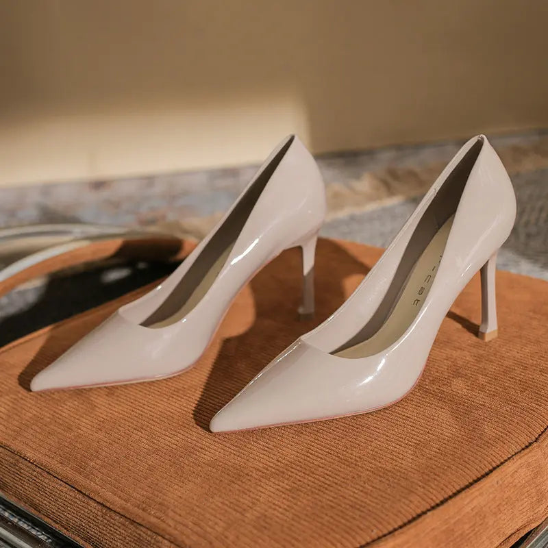 Pointed high heels fine heeled simple versatile high-heeled single shoes high heels