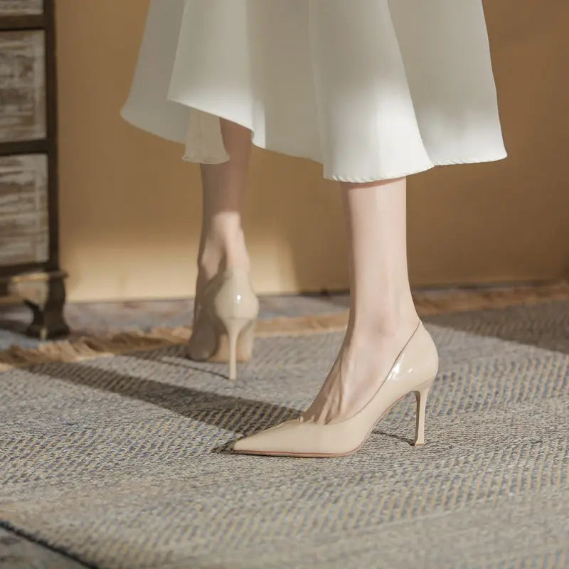 Pointed high heels fine heeled simple versatile high-heeled single shoes high heels