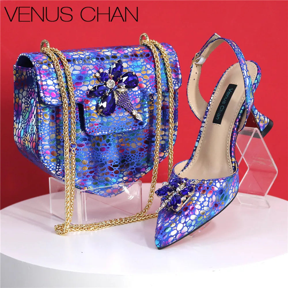 Italian Design African Ladies Party Shoes and Bag Nigerian Fashion Lace Mini Bags and High Heel Pointed Shoes