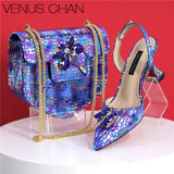 Italian Design African Ladies Party Shoes and Bag Nigerian Fashion Lace Mini Bags and High Heel Pointed Shoes
