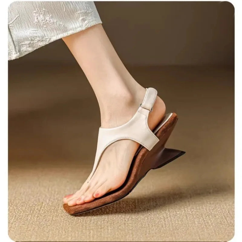 2024 Women's Sandals Summer New High Heels Square Head Clip Toe Abnormal-shaped Sandals Casual Fashion Comfortable Sandals