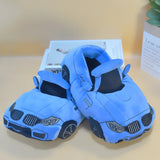Highland Cow Car Shape Plush Shoes White CAR Racing Plush Slippers Winter Warm Soft Creative Indoor House Slipper Adults Shoe