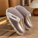 Cotton slippers for men autumn and winter indoor home decor anti slip thick bottom stepping on poop plush warm couple women