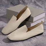 2024 Solid Color Square Toe Mesh Loafers Shallow Women Flats Shoes Soft Bottom Knit Ballet Flats Shoes Casual Slip on Shoes