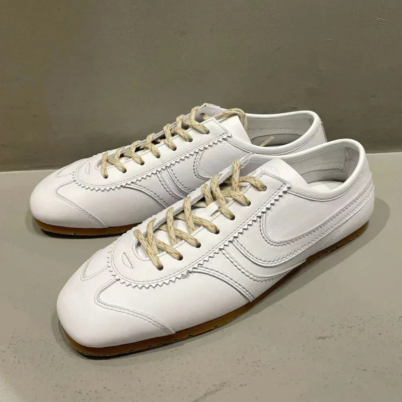Forrest Gump Shoes Women 2025 four-season genuine leather women's sneakers flat casual retro German training shoes