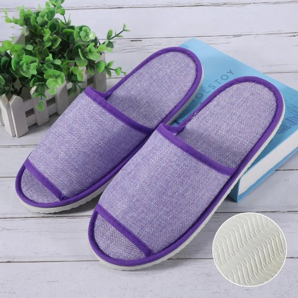 1Pair Travel Spa Hotel Non-slip Slippers Men Women Cotton Linen Flip Flop Shoes Slippers Full/Half Inclusive Guest Slippers Shoe