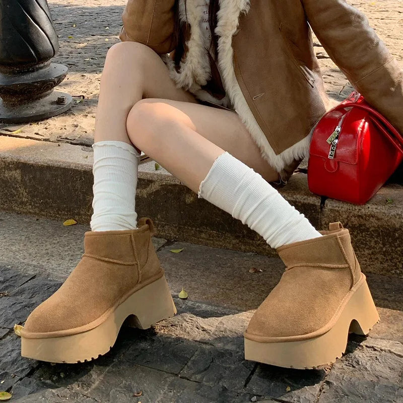 2024 Snowy boots for women in winter new brand plus thick solid bundled plus half Casual cotton shoes snow boots