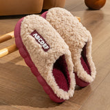 New Fashion Winter Couple Indoor Non-slip Mule Women Men Flip Flops Warm Fluffy Slippers Ladies' Home Slides Casual Cotton Shoes