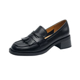 RIZABINA Loafers Women Real Leather Fashion Fringe Brogue Heel Round Toe Slip-On Flat Spring Ladies Flat Shoes Handmade 2024 New