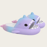 2024 Lovely Summer Gradient Shark Slippers Girls Home Soft Flat Sandals Men Beach Cool Non-slip Slides Adults Cartoon Flip Flops
