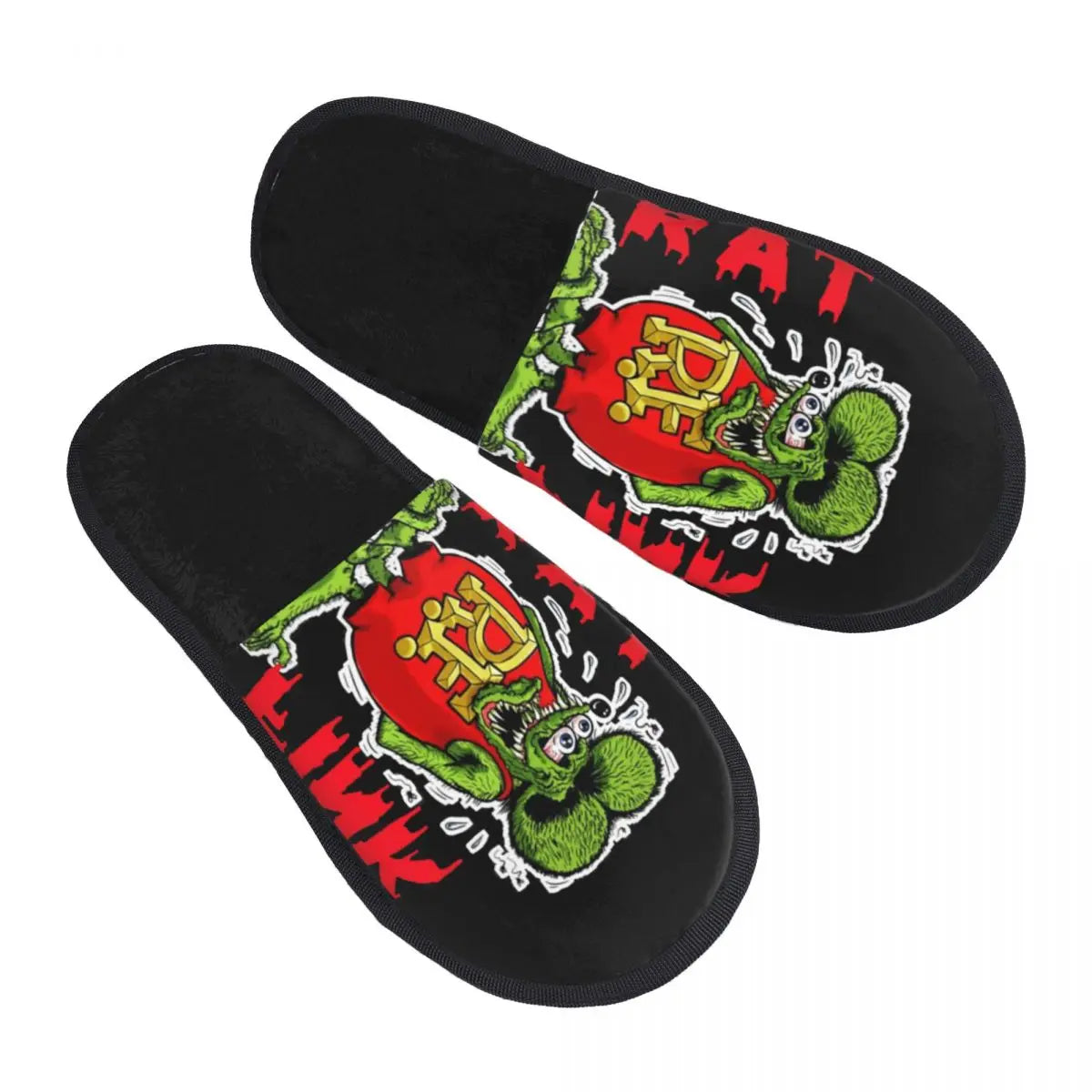 Chaussons Animés Rat Fink Personnalisés Anime Dessin Animé pour Femmes, Chaussons d'Hôtel Confortables en Mousse à Mémoire, À Enfiler