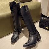 Brand New 2024 Vintage Maillard Style Boots Retro Wasteland Culture Cowboy Boots Women Square Heels Mid-calf Western Boot Shoes