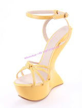 Twist Strange Style Heels Sandals Sexy Narrow Band Round Toe Buckle Strap Ankle Band Shoes Candy Color Sweet Hotties Shoes