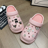 New Fashionable and Versatile Black and White Bear Thick-Soled Clogs E05