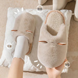 Cotton slippers for women autumn and winter indoor home anti slip and plush insulation men's cotton slippers for external wear