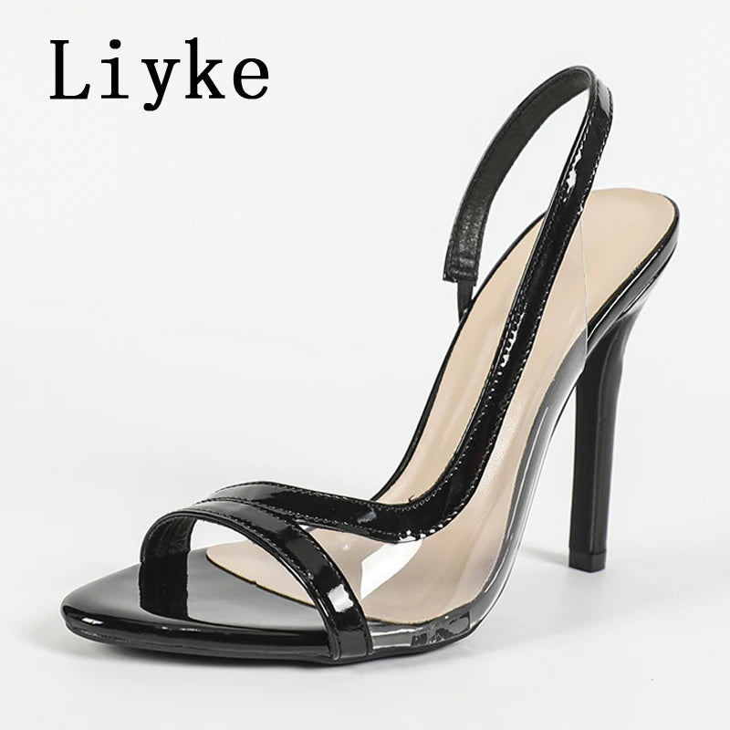 Liyke Sexy Slingback Sandals Women 2025 Summer Fashion Cozy Open Toe Slip On Back Strap Shoes Red High Heels Sandalias De Mujer