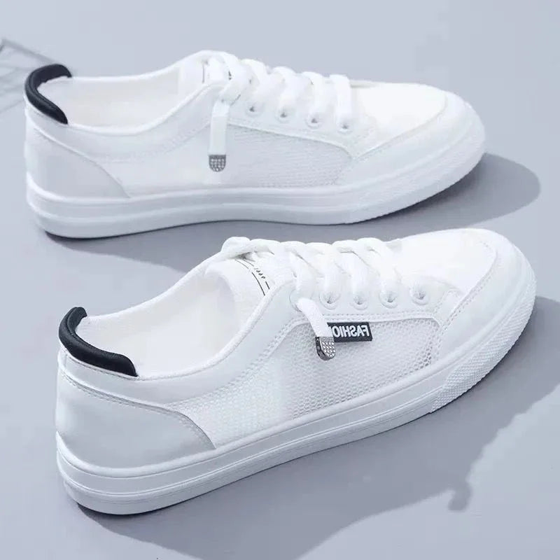 Women Sneakers  Vulcanize Shoes Spring Autumn Breathable Flats Solid Color Mesh Shoes Young Woman Casual White Shoes