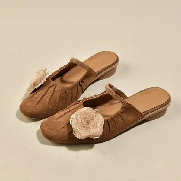 Fretwork Heels Shoes Ladies' Slippers Luxury Slides Cover Toe Slipers Women Female Mule Flat Summer Designer Soft 2024 Mules Cas