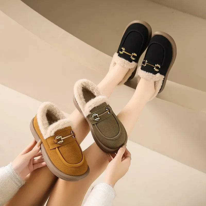 Winter New Flat Slippers for Women Thick and Stylish Versatile and Casual Walking Shoes  Lazy People Cotton Shoes for One Foot