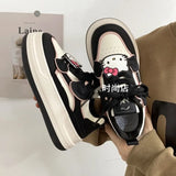 Sanrio Hello Kitty Preppy Style Red Kawaii Girls' Shoes Versatile Breathable Student Platform Sneakers 2024 Spring Autumn New