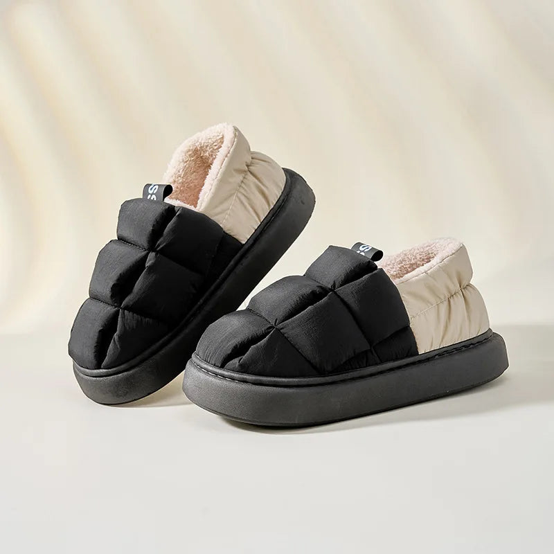 Evshine Winter Toast Women Slippers Warm Plush Cotton Slippers Indoor Home Non-Slip Thick Sole Furry Shoes For Couples New 2022