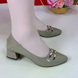 Cresfimix Zapatos Dama Women Classic Party Night Club Red Square Heel Shoes Lady Casual Sweet Beige Pu Leather Pumps B5996