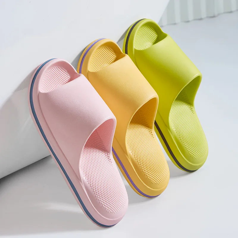Non-slip Bathroom Slippers Women Summer EVA Ladies Shoes Solid Color Neutral Slipper 2024 Solid Color Flat Sandals New Pantuflas