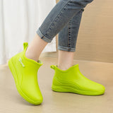 Women's Stylish Rain Boots Non-Slip Waterproof Shoes Adult Outdoor Soft Bottom and Wear Resistance Short Rubber Shoes Winter