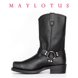 Size 39-48 Luxury Retro Cowboy Boots Men Mid Calf Western Boot Men Pu Leather Man Slip On Shoes Winter Knight Boots Booties