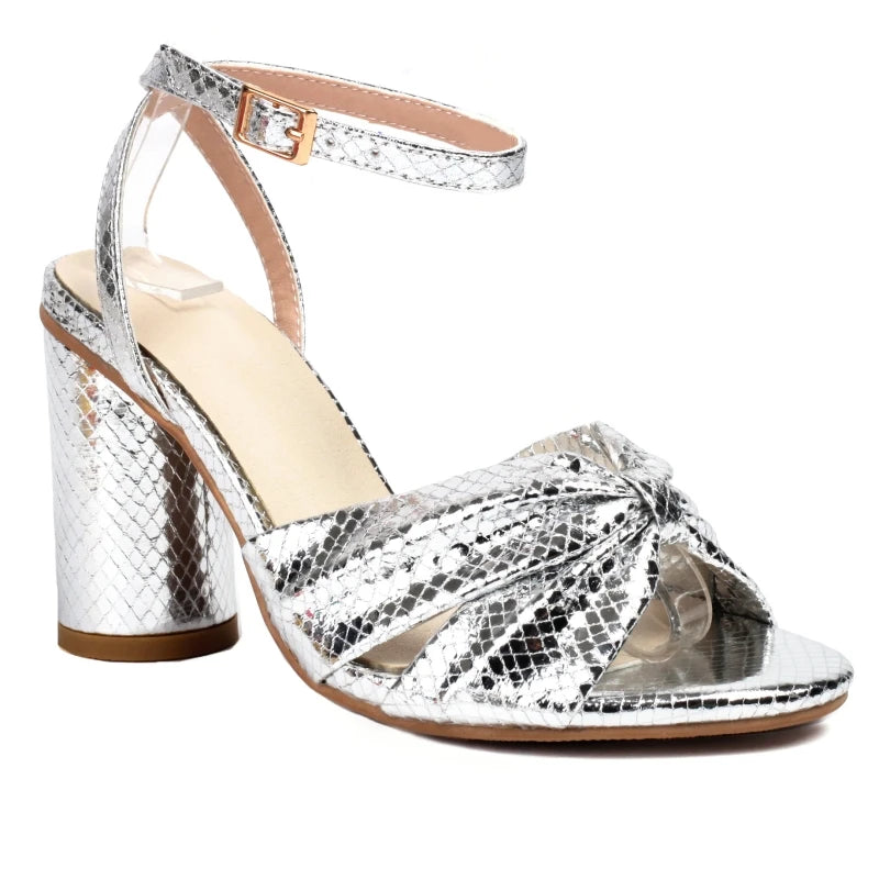 Luxury Women's Sandals Summer Shoes 2024 Ankle Straps Gold Silver High Heels Flip Flops Female Party Dance Shoes Large Size 50