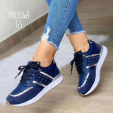 Women Sneakers Casual Shoes Comfortable Mesh Lace-Up Ladies Sport Shoes Wedges Chunky Women's Vulcanized Shoes Females Sneakers