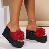 2024 Wedges Sandals Women Slippers Summer Beach Platform Shoes Flower Slippers Women High Heel Slippers Women