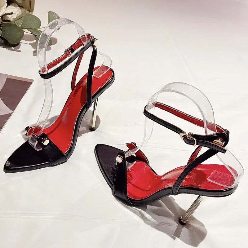 Eilyken Street Style Sexy Rivet Stiletto High Heels Women Sandals 2025 Summer Buckle Strap Wedding Party Female Shoes