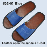 Genuine Cow Leather Slippers Homes in indoor slipper summer men women elderly non-slip cool sandals casual single Slides shoes