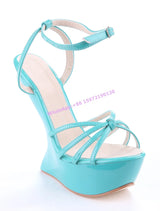 Twist Strange Style Heels Sandals Sexy Narrow Band Round Toe Buckle Strap Ankle Band Shoes Candy Color Sweet Hotties Shoes