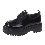 Rimocy Chunky Platform Oxfords Shoes for Women 2025 Spring Non Slip Lace Up Flats Woman Thick Bottom Patent Leather Gothic Shoes