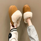 Women Wear Mueller Shoes Rabbit Fur Slippers Autumn Winter Warm Super Hot Lazy Home Shoes Flat Bottom Toe-covered Half Slippers