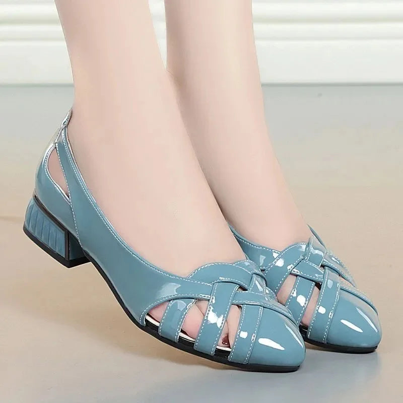 Cresfimix Zapatos Dama Women Classic Party Night Club Red Square Heel Shoes Lady Casual Sweet Beige Pu Leather Pumps B5996