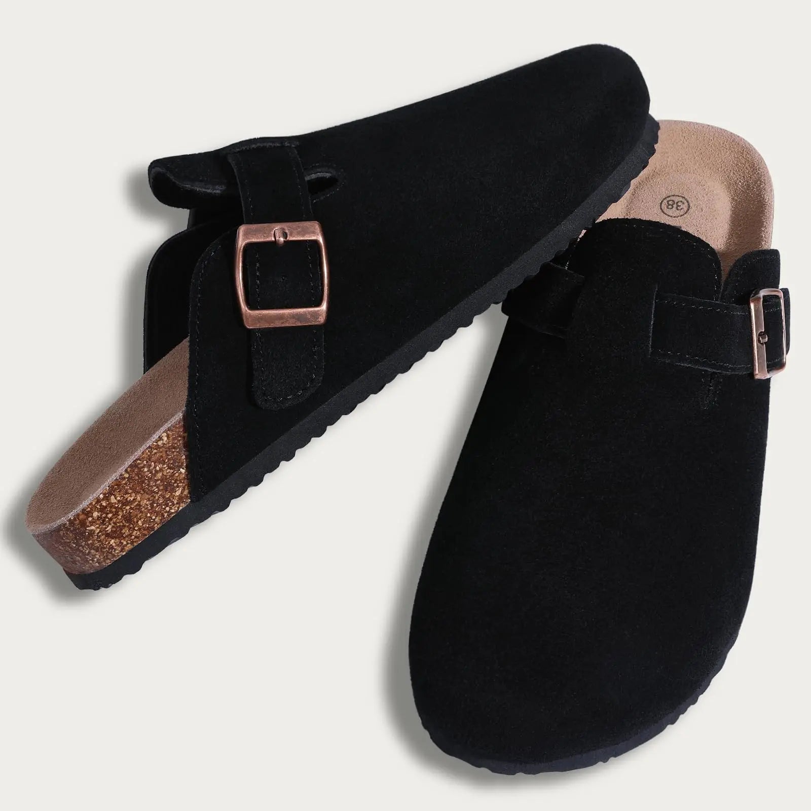 KIDMI New Suede Women Clogs Slippers Fashion Cork Footbed Beach Slippers Soft Cork Nonslip Men Clogs Slippers With Arch Support
