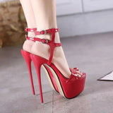 Summer 17cm High Heels Sandals Women Sexy Peep Toe Platform Ankle Buckle Strap Super-high Heel Shoe Party Pumps Gladiator Sandal