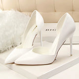 Summer Women 10.5cm High Heels Leather Pumps Female Escarpins Elegant Sweet Yellow Pink Stiletto Lady Wedding Heels Hollow Shoes