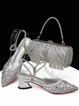 Fashion Gold Color  Slippers Nigerian Party Italian Design Ladies Shoes and Bag Set Decorated With Rhinestone and Metal