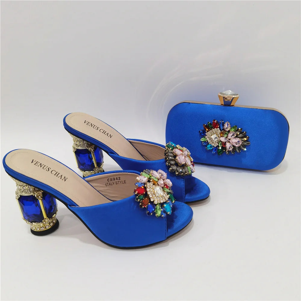 Classic Green Color Pointed Wine Glass Heel Design Ladies Shoes Dual-Use Ladies Bags Wedding Party Shoes Bag